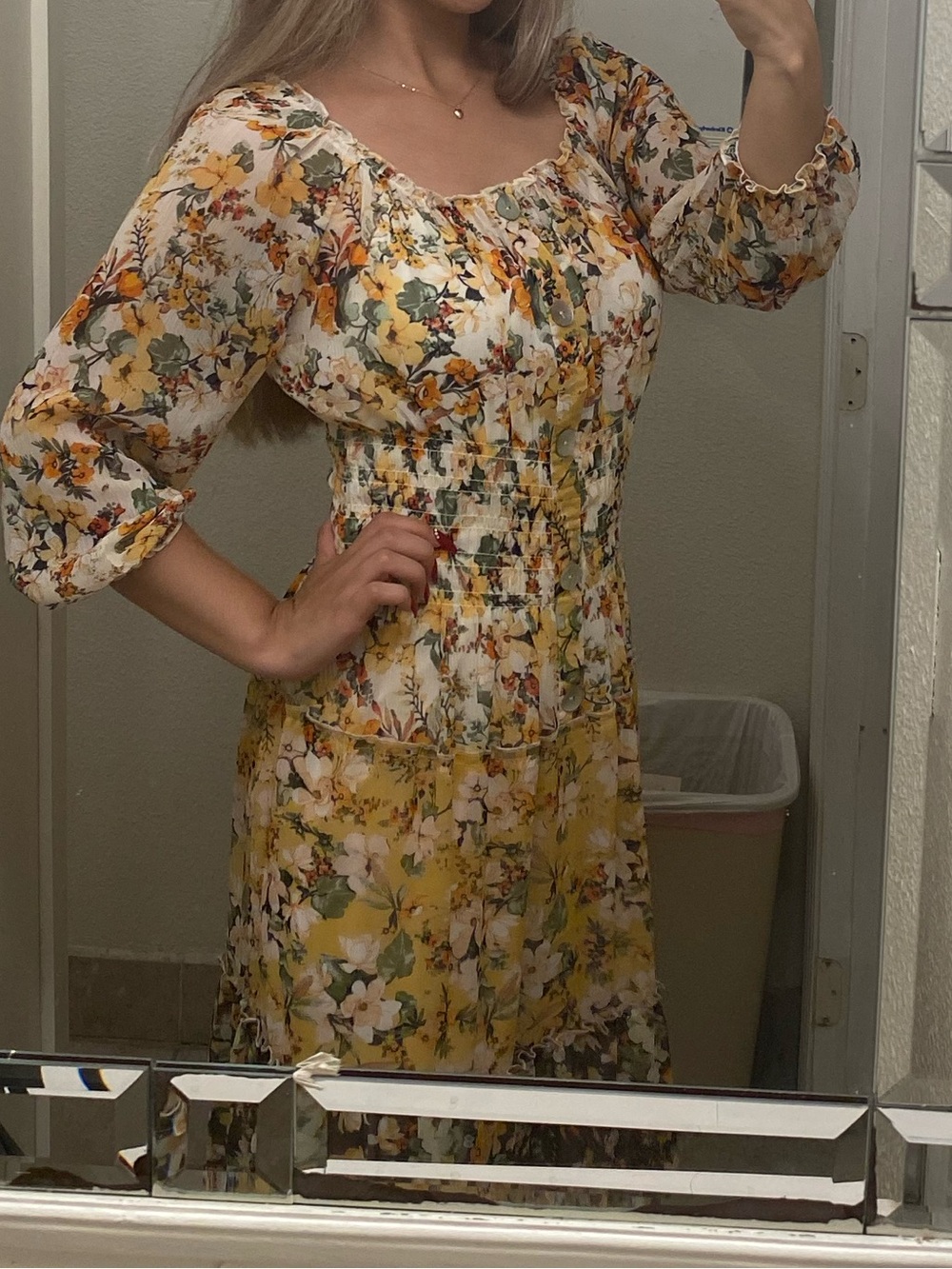 Floral Tiered Maxi Dress in Yellow and Brown